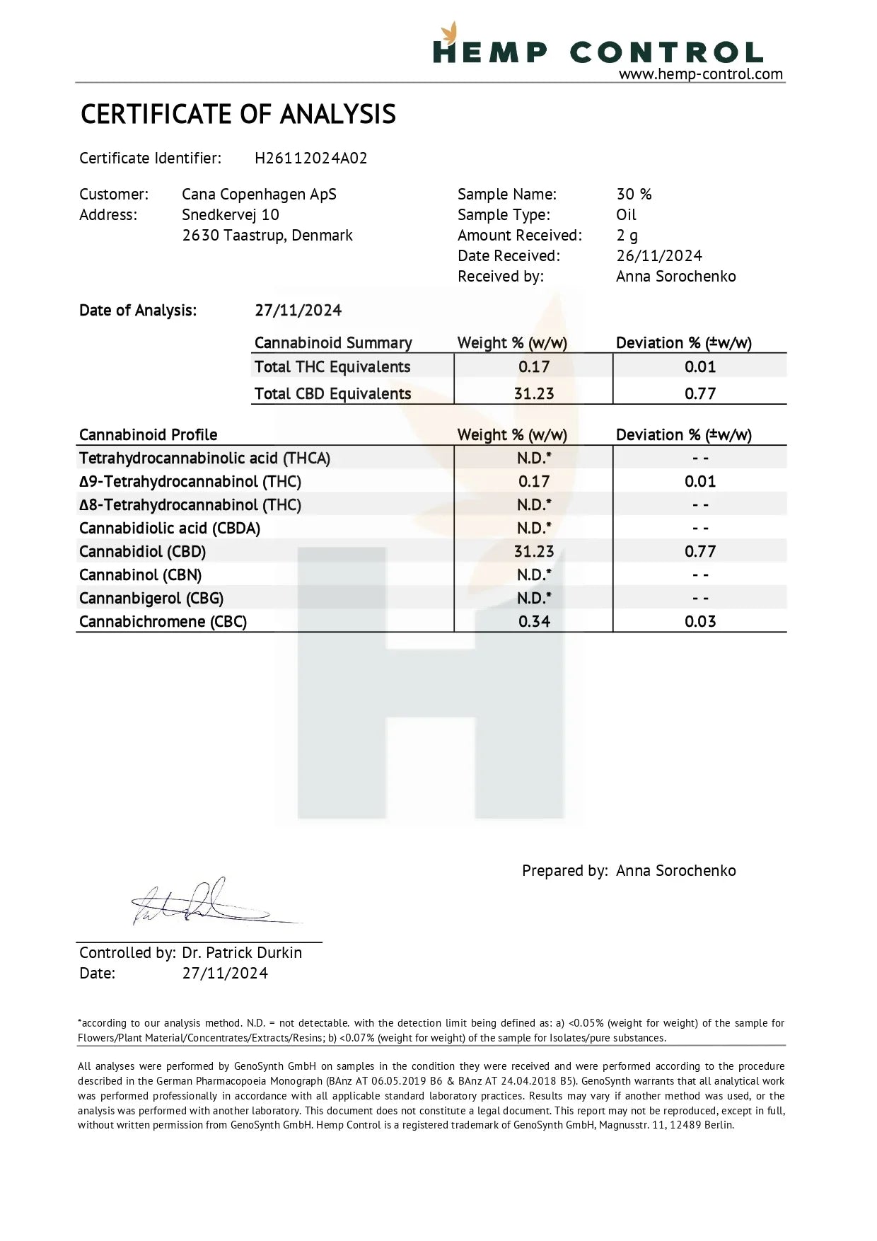 CANA CBD-olie 30% - CANA Copenhagen